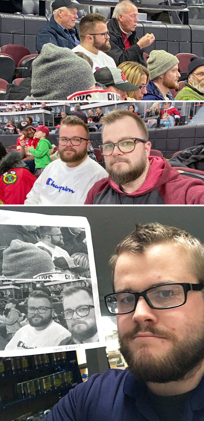 Deux jumelles inconnues se sont rencontrées lors d’un match de hockey, et la troisième a trouvé leur photo en ligne.